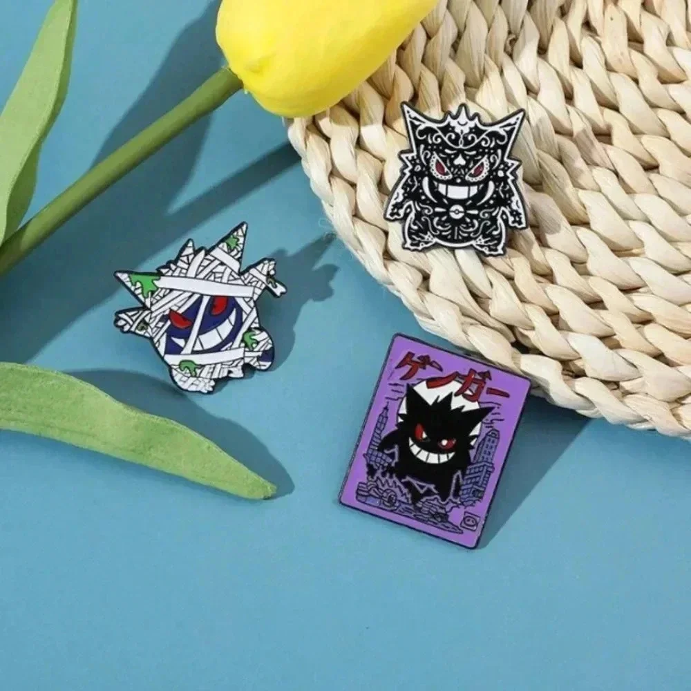 3 pc black white purple monster enamel brooch pin backpack denim hat bag clothes